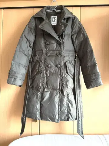 MICHEL KLEIN 카키 다운 코트 더블 브레스트 38 M