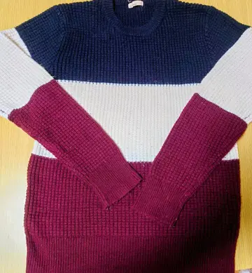 리브 보더 무늬 니트 스웨터 남성용