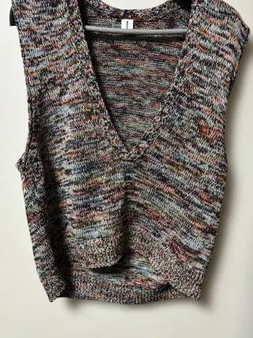 [ MEIAS ] 멀티 컬러 니트 베스트 V넥 슬리브리스