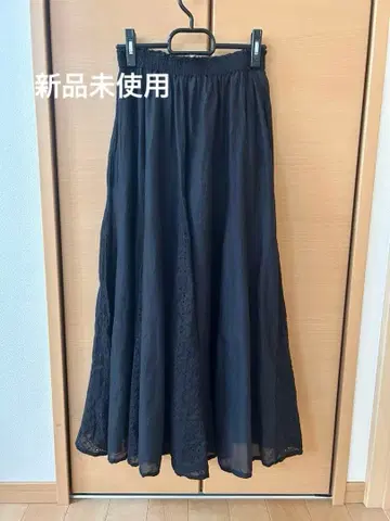 어스뮤직에코로지 인도 면 블랙 플레어 스커트 미사용 새상품