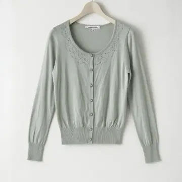 프라이드 글라이드 비즈 자수 긴팔 가디건 민트 그린 M 사이즈 겉옷