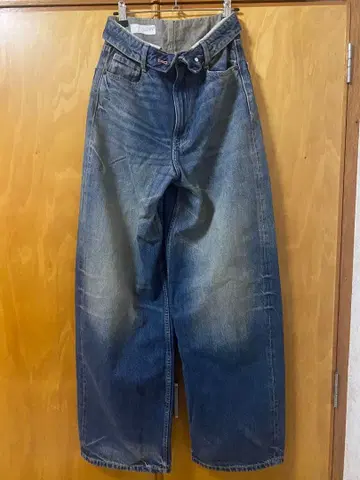 ZARA 미드라이즈 접힌 허리 데님 팬츠