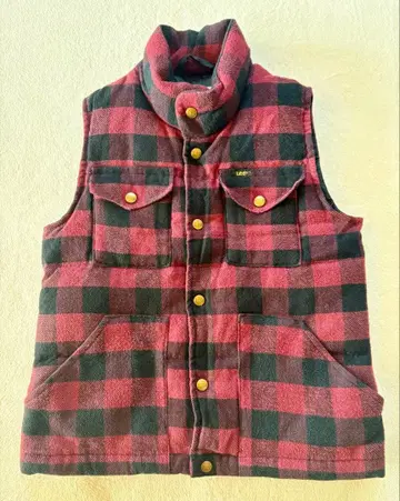 Lee 체크 무늬 다운 베스트 M 사이즈