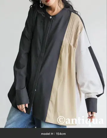 antiqua 바이컬러 턱 디자인 셔츠