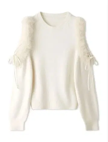 SNIDEL 에코 퍼 슬리브 니트 풀오버 아이보리