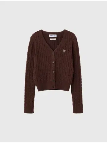 브라운 케이블 니트 가디건 크롭