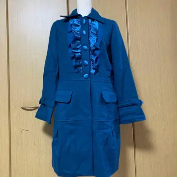 블루그린 프릴 코트