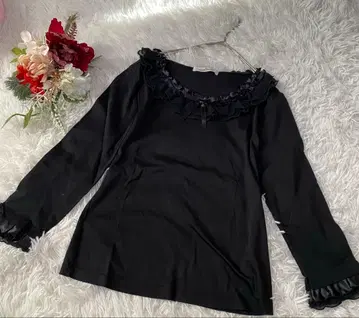 [ GALLERY VISCO ] 프릴 장식 블랙 긴팔 상의 일본제 (M)