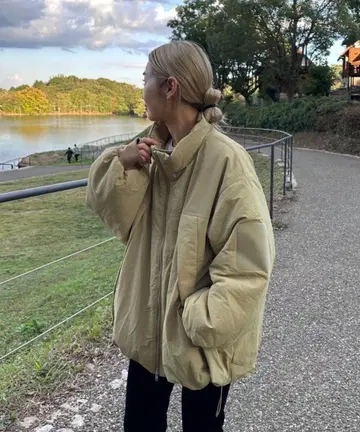 [ 팔크로 한정판 ] PON 기획 충전솜 스탠드 카라 자켓 베이지