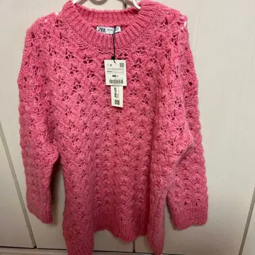 ZARA 핑크 레이스 니트 긴팔 XS-S