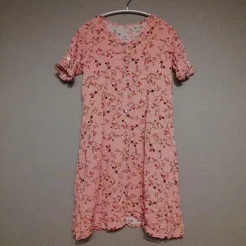 꽃무늬 핑크 반팔 원피스