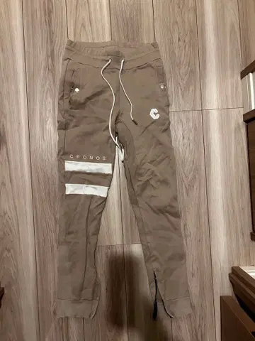 CRONOS 베이지 조거 팬츠 스트라이프