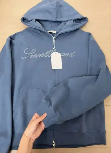 Smoothmood 자수 블루 집업 후드티
