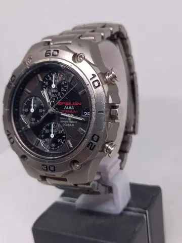 ALBA 크로노그래프 손목시계 엡실론 티타늄 블랙