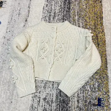 알파카 울 아란 가디건 아이보리