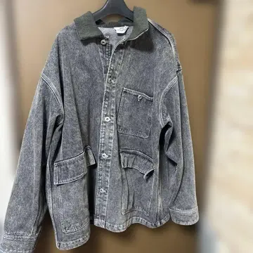 그레이 데님 자켓 프론트 버튼
