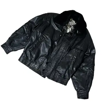 VERAPELLE 천연 가죽 옷깃 보아 가죽 자켓