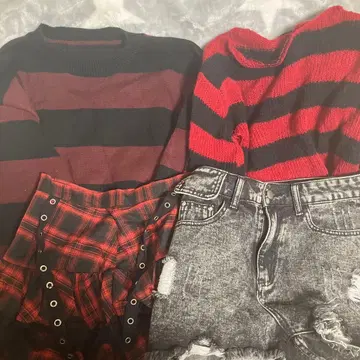 빨검 보더 니트 바지 스커트 묶음 판매