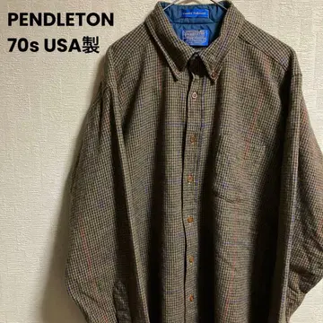70s USA PENDLETON 체크 울 셔츠 하운드 투스