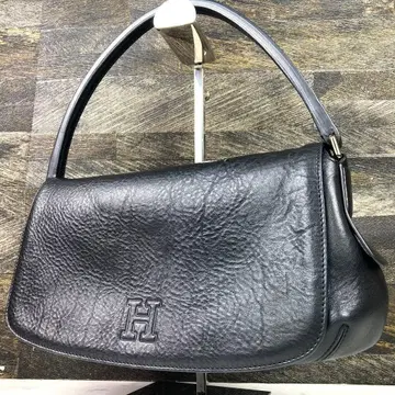 현행 HIROFU 액세서리 파우치 가죽 블랙 로고 엠보