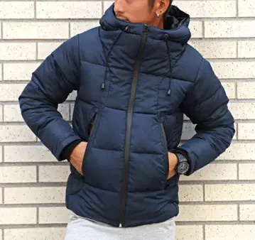 HALHAM 볼륨 넥 아우터 패딩 자켓 네이비 M