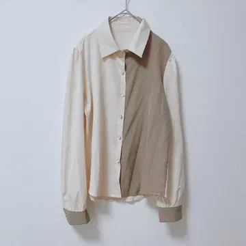 셔츠 겉옷 바이컬러 아지메 폴리 셔츠 드레이프감 소재 긴팔 얇은 소재