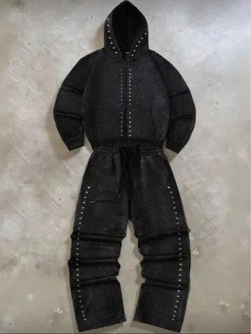 스웨트 팬츠 지퍼 후드티 셋업 y2k 블랙 스트릿