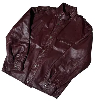 올림픽 가죽 의류 크림슨 소가죽 블루종 천연 가죽 가죽 재킷 남성용 LL