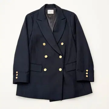 금장 버튼 빔즈 드라이 개버딘 더블 자켓 네이비