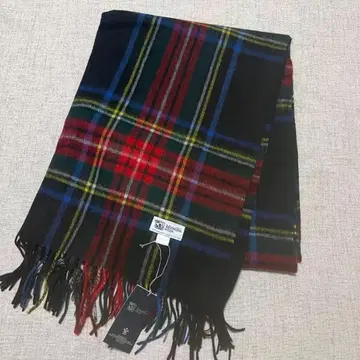 존스턴스 머플러 대형 타탄 체크 스톨 블랙스튜