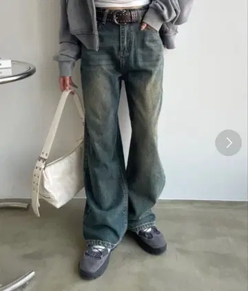 데님 팬츠 하이웨스트 다크 블루