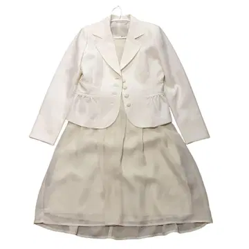 엄마 여성 수트 화이트 자켓 원피스 세트업 L