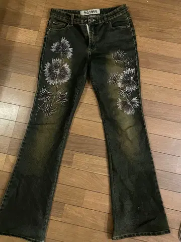 플레어 데님 스톤 y2k