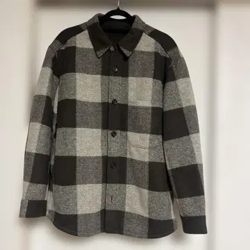 울 혼방 그레이 블랙 체크 자켓