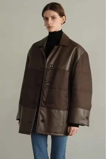 CLANE LEATHER SWITCHING OVER JACKET 브라운