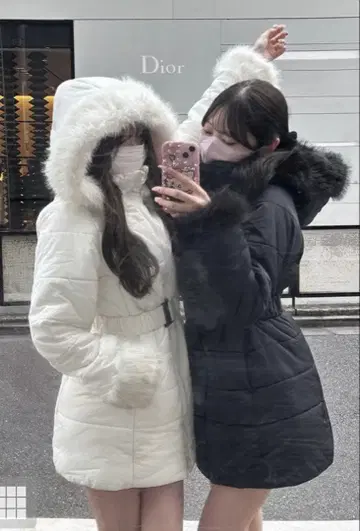 후드 부착 다운 자켓 갸루 왕홍 걸리시