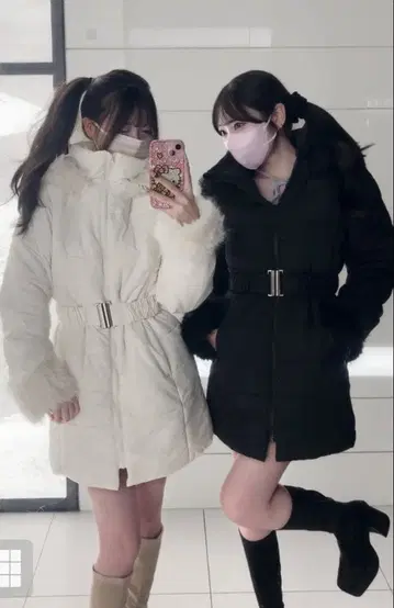 후드 부착 다운 자켓 갸루 왕홍 걸리시