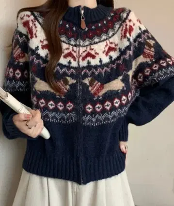 지퍼 니트 가디건