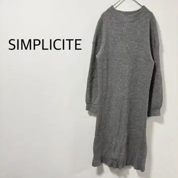 심플리시떼 원피스 롱 기장 니트 리브 그레이