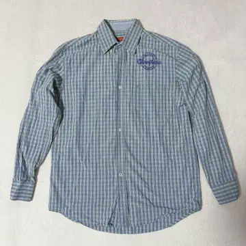 IZOD 로고 자수 체크 셔츠 버튼 다운 90s 빈티지 구제 의류