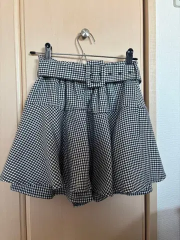 evelyn 깅엄 체크 벨트 스커트 프리 사이즈