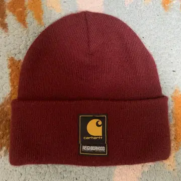 초레어 Carhartt x NEIGHBORHOOD 니트 모자 와인 레드
