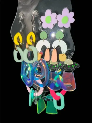 레트로 팝 컬러풀 아크릴 귀걸이 8개 세트