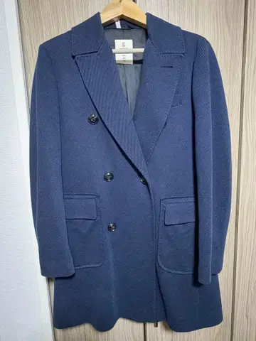 네이비 더블 브레스트 체스터 코트 오리히카