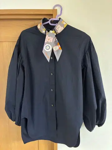 cccmalie 시마리 퍼프 슬리브 긴팔 블라우스 셔츠 네이비