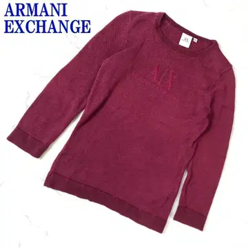 아르마니 익스체인지 코튼 긴팔 리브 니트 와인 레드 XS C8442