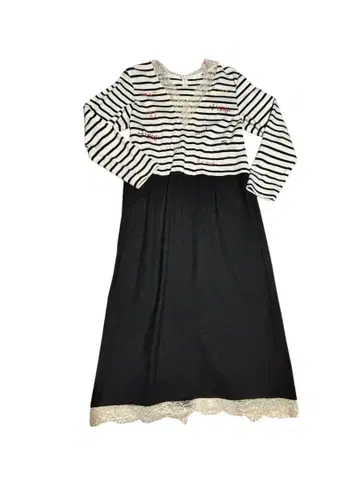 새상품급 MUVEIL 스트라이프 V넥 롱 원피스 L