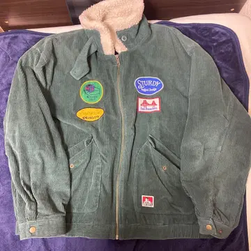 코듀로이 그린 컬러 점퍼 플리스 옷깃