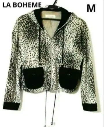 LA BOHEME 레오파드 무늬 후드 부착 자켓 M 사이즈