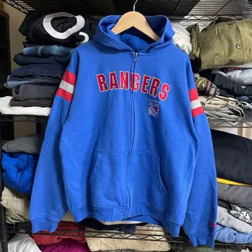 90s CCM NHL 레인저스 파랑 지퍼 후드 맨투맨 실측치수 L 상당